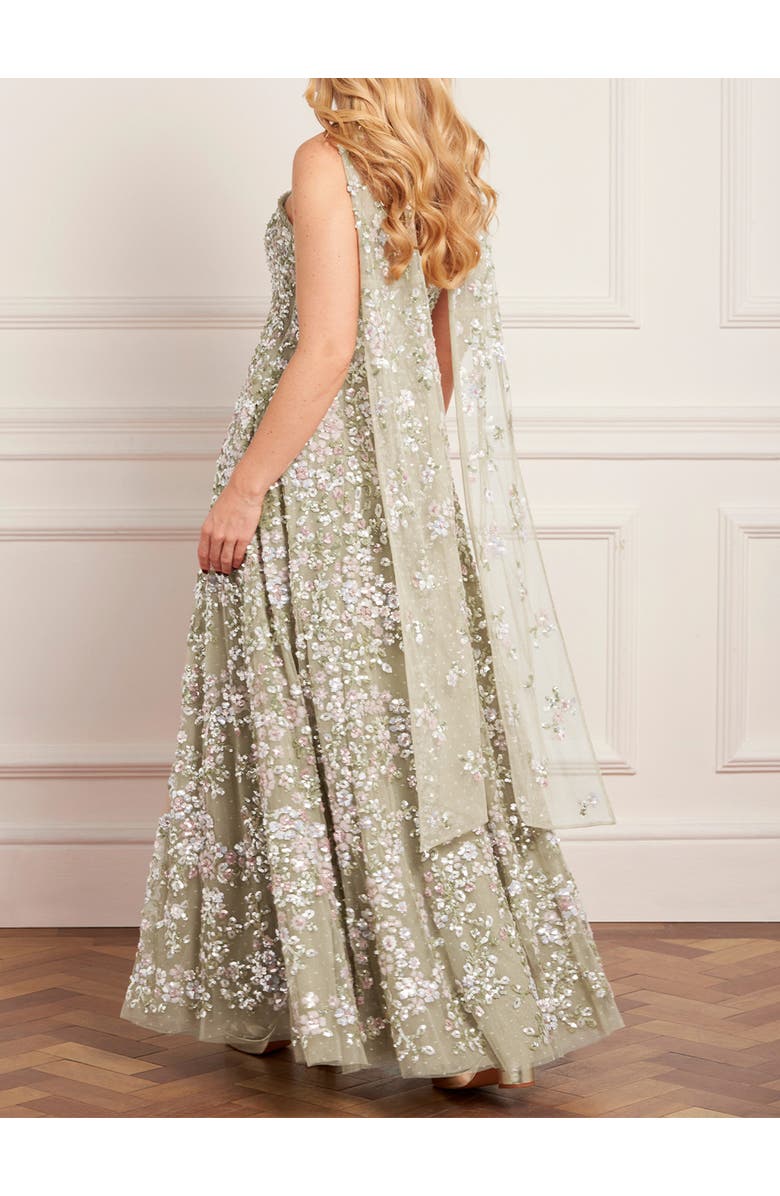 Needle & Thread Dream Garland Strapless Gown, Alternate, color, Aloe/Multi