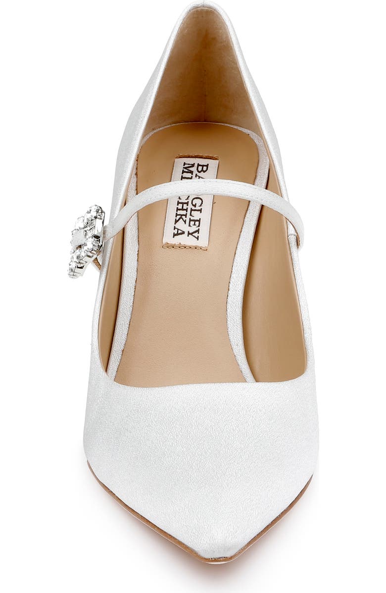 Badgley Mischka Collection Antonia Pointed Toe Mary Jane Pump, Alternate, color, White Crepe