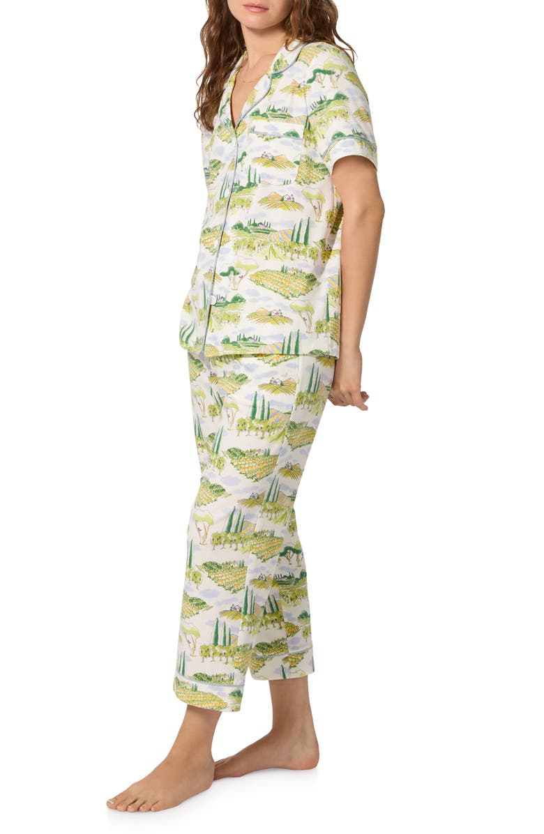 BedHead Pajamas Print Jersey Crop Pajamas, Alternate, color, Wine Country