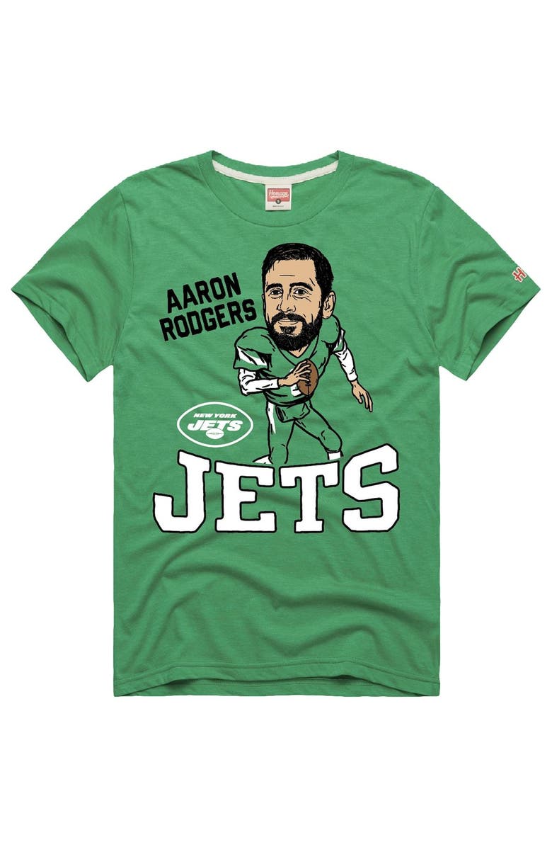Homage Men's Homage Aaron Rodgers Green New York Jets Caricature T-Shirt, Main, color, Green