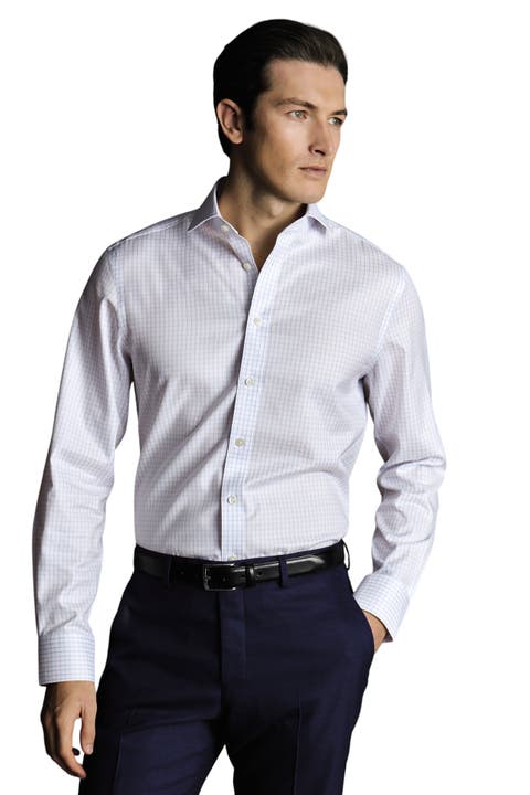 Check Non-Iron Twill Cutaway Slim Fit Shirt Single Cuff