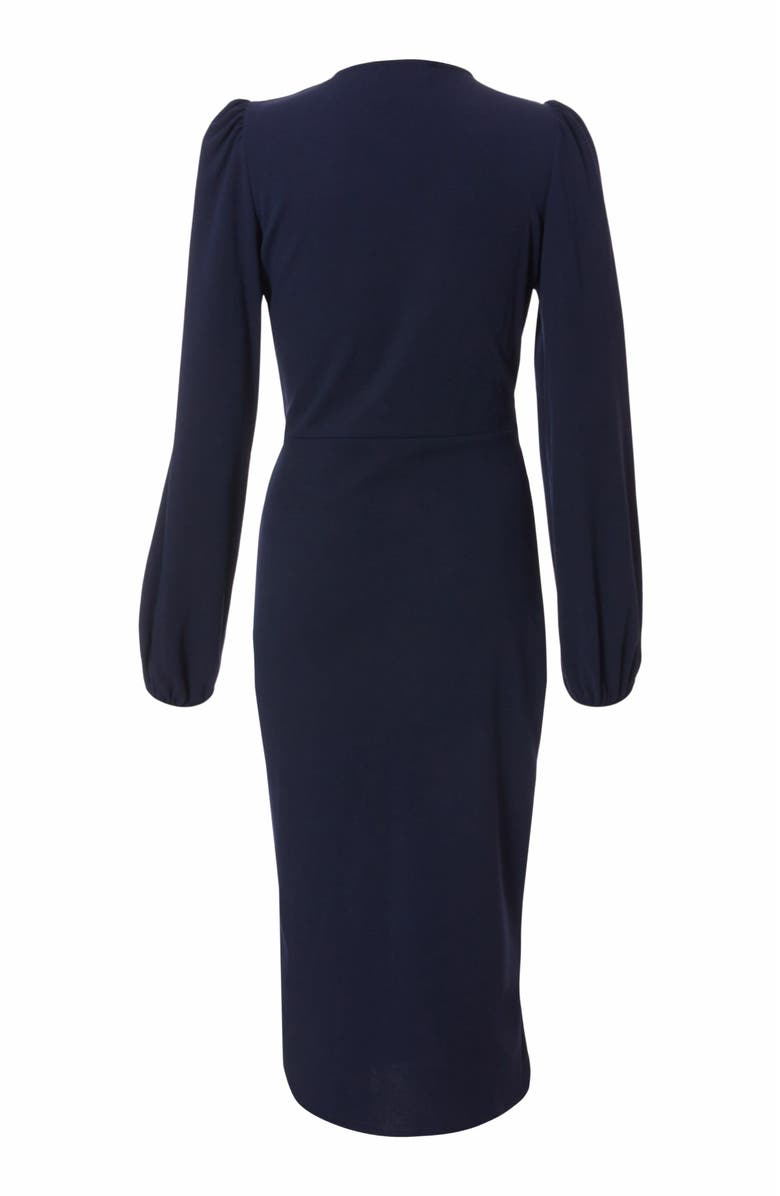 QUIZ Scuba Crepe Long Sleeve Wrap Midi Dress, Alternate, color, 