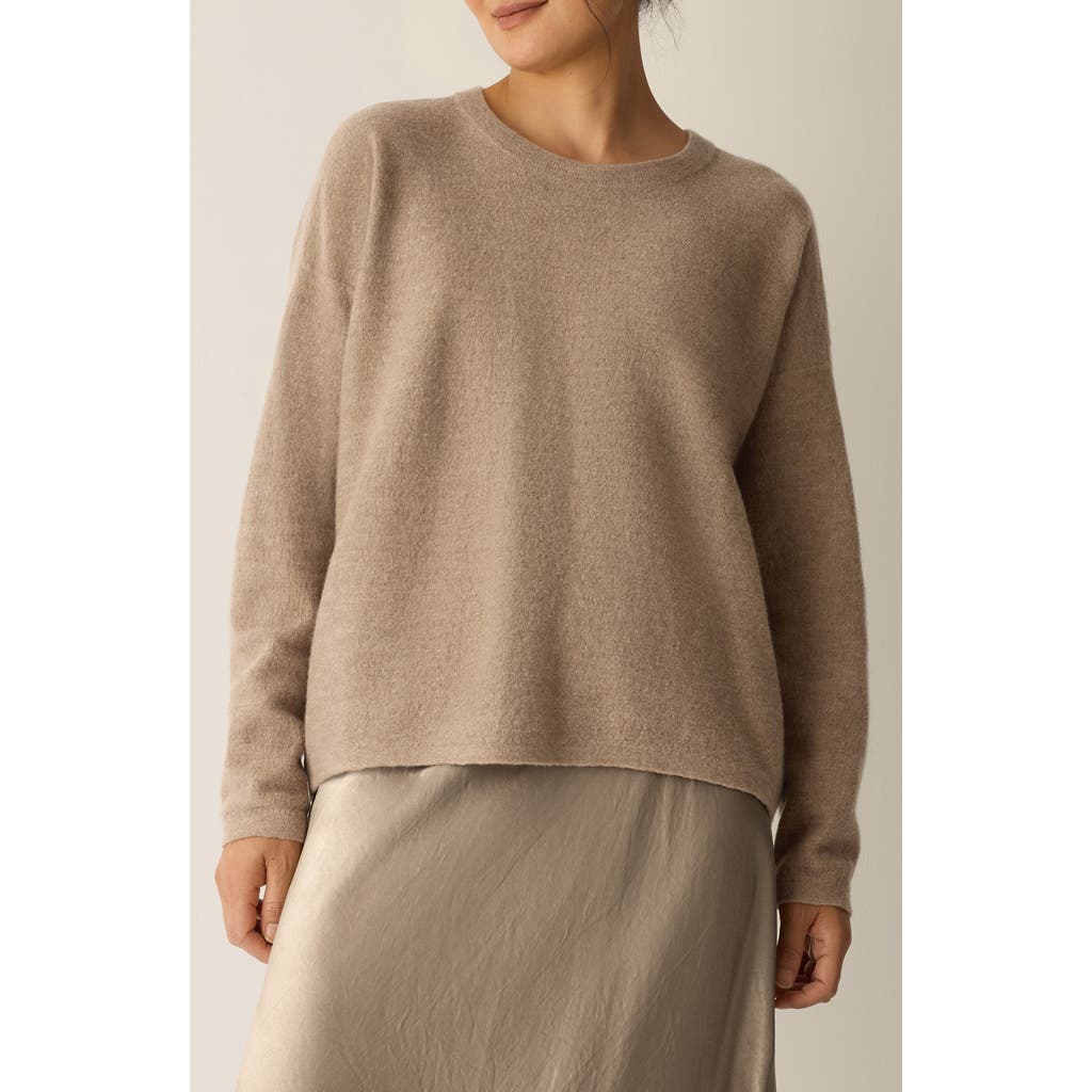 Eileen Fisher Relaxed Fit Wool Felt Sweater In Brown