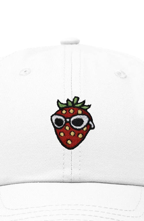 Dalix Strawberry Embroidered Casual Cap In White
