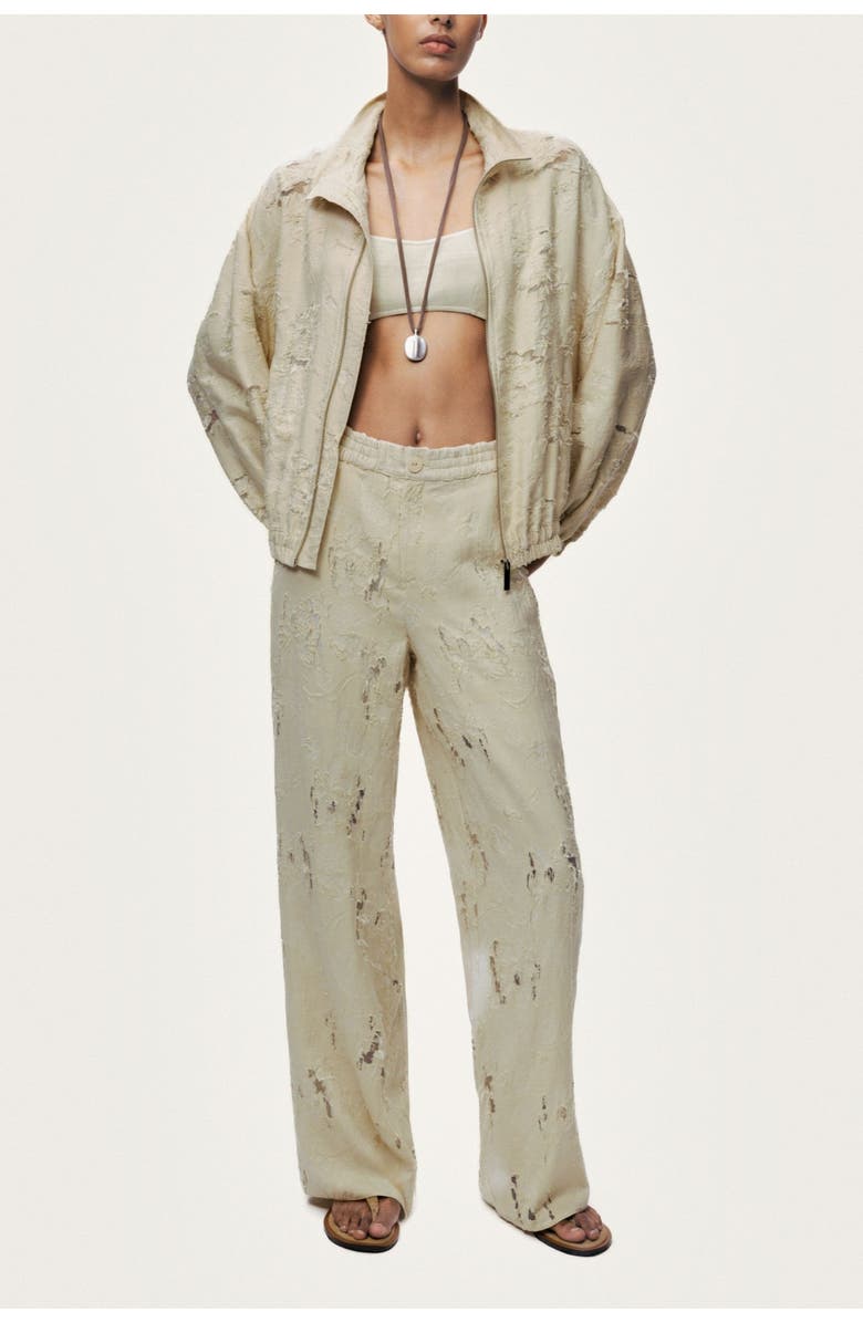 Nocturne Jacquard Wide Leg Trousers, Alternate, color, Ivory