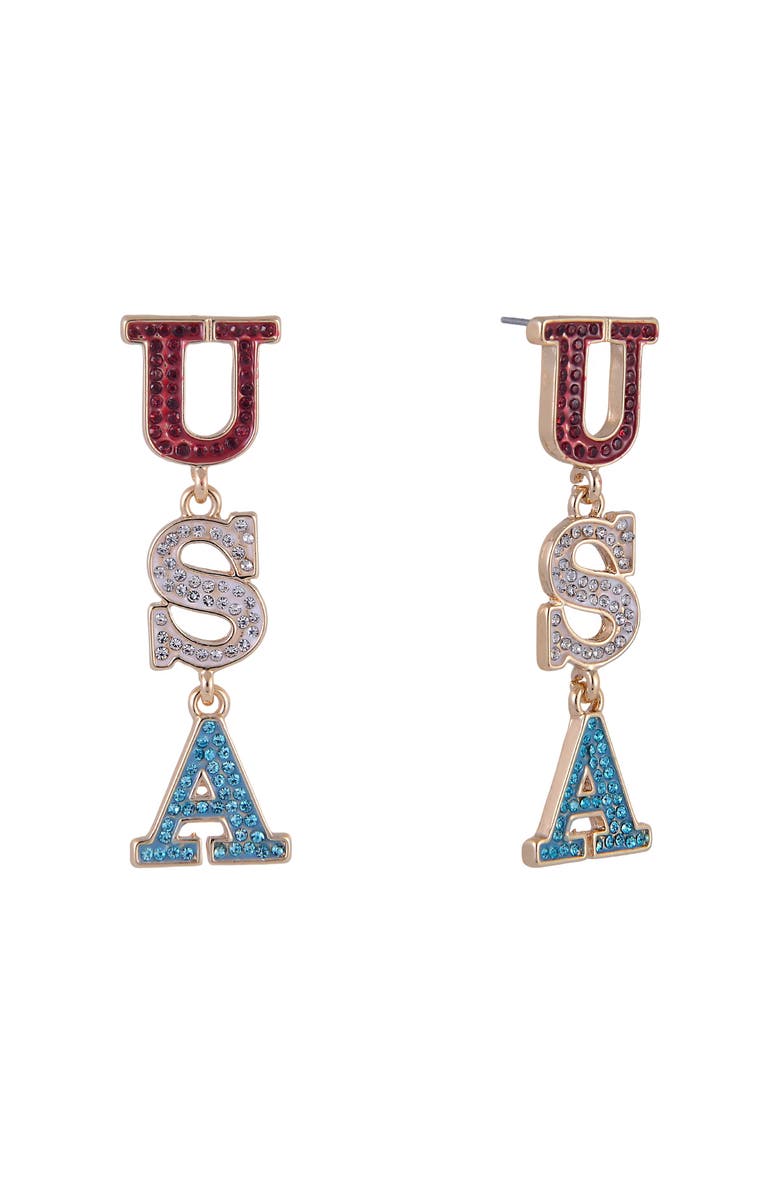 Hallmark Red, White and Blue USA Linear Earrings, Main, color, Red