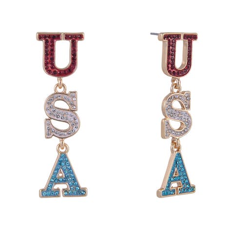 Red, White and Blue USA Linear Earrings