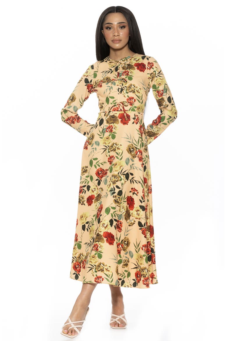 Ophelia Long Sleeve Midi Dress, Alternate, color, BEIGE ROSE