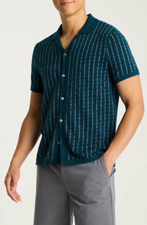 Bonobos Cotton & Cashmere Knit Camp Shirt In Conifer Shadow Stratos Blue