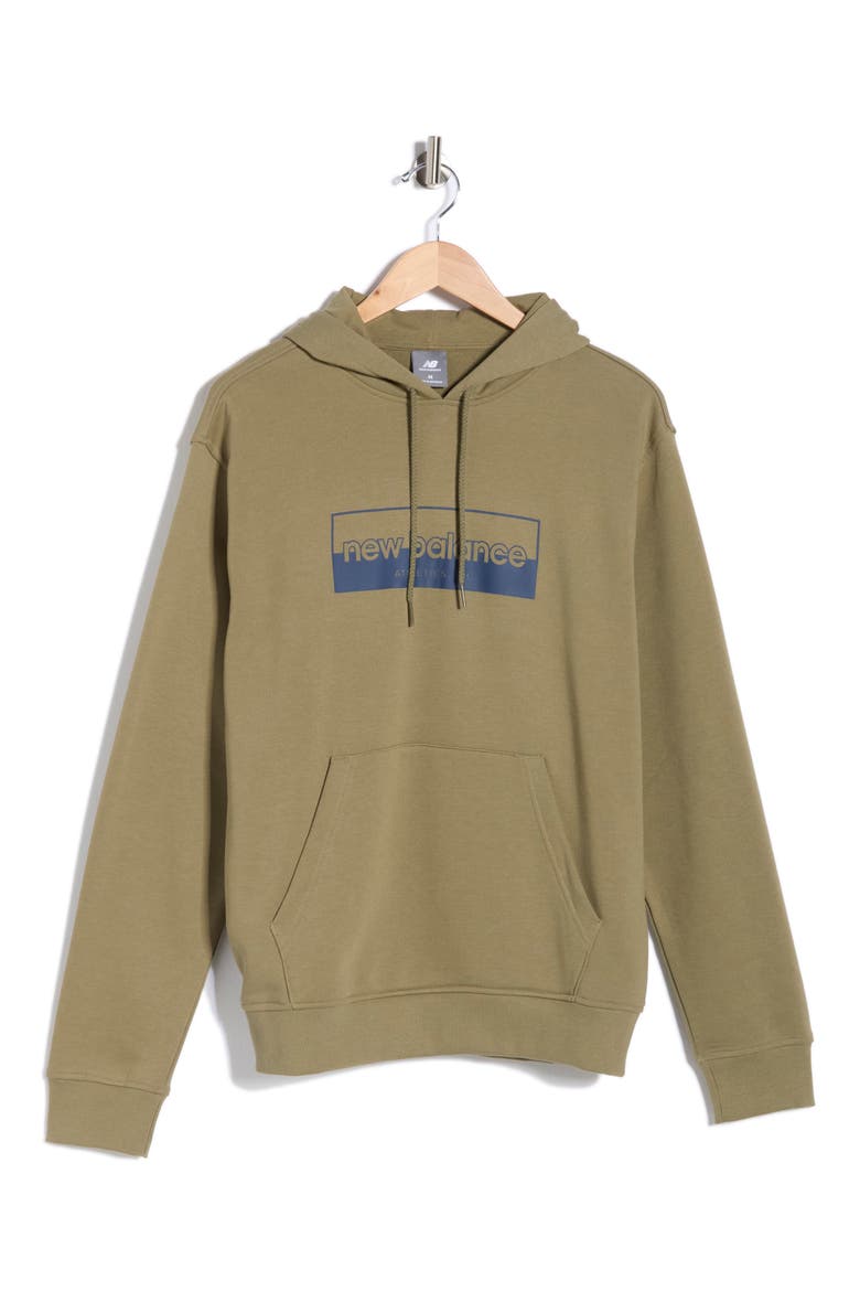 Rectangular Logo Graphic Hoodie, Alternate, color, DARK OLIVINE