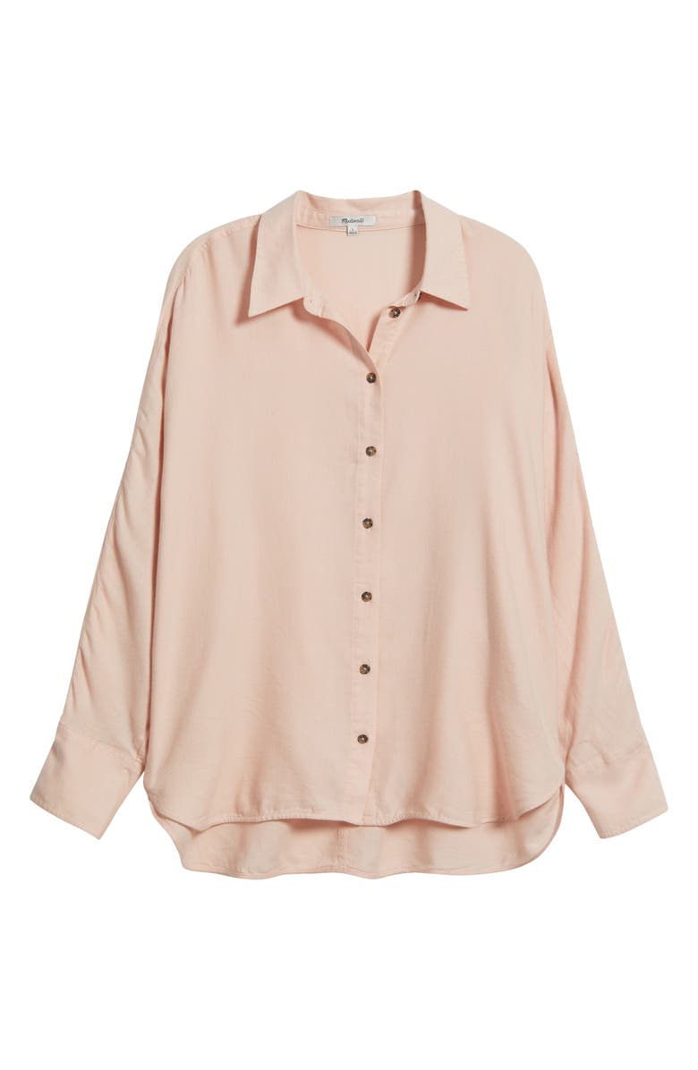 Madewell Heathered Flannel Dolman Button-Up Shirt, Main, color, Pink Heather