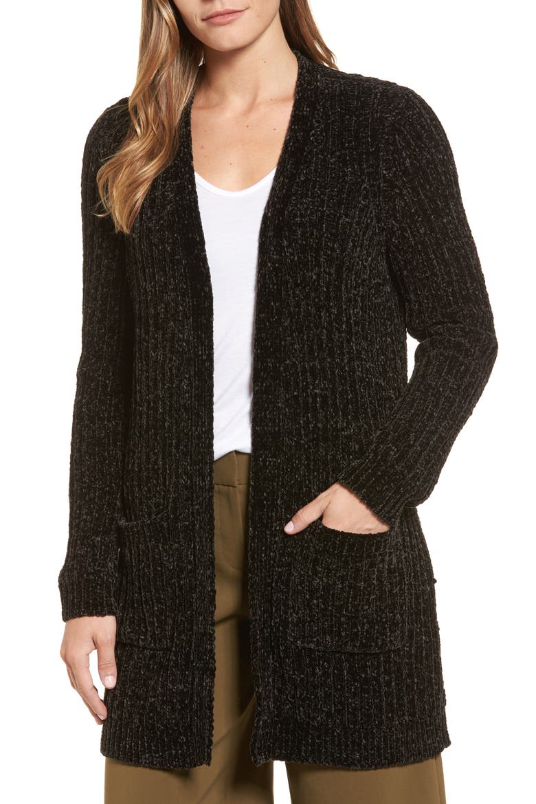 Chenille Cardigan, Main, color, BLACK