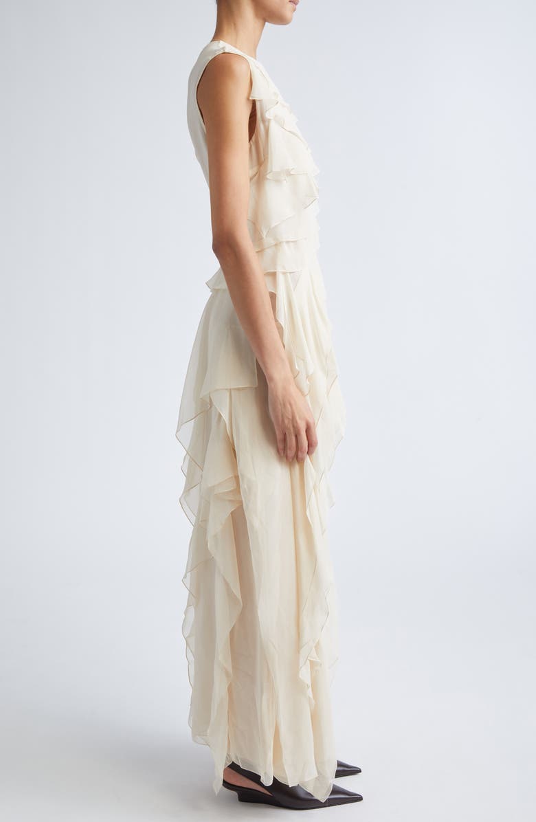 Altuzarra Gigi Semisheer Ruffle Silk Maxi Dress, Alternate, color, Tapioca