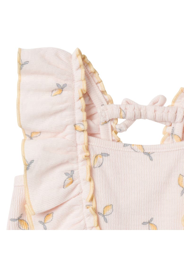 Ruffles Long Romper, Alternate, color, Rose Lemons