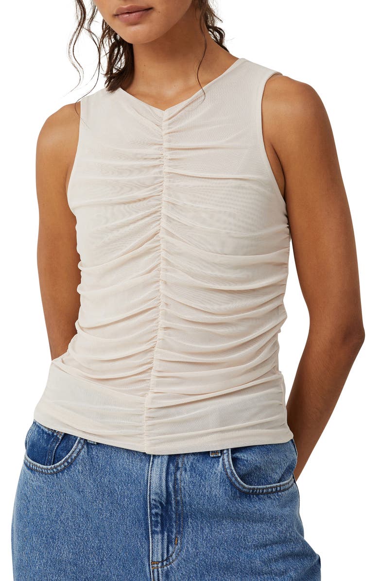 Cotton On Becca Ruched Mesh Sleeveless Top, Main, color, 