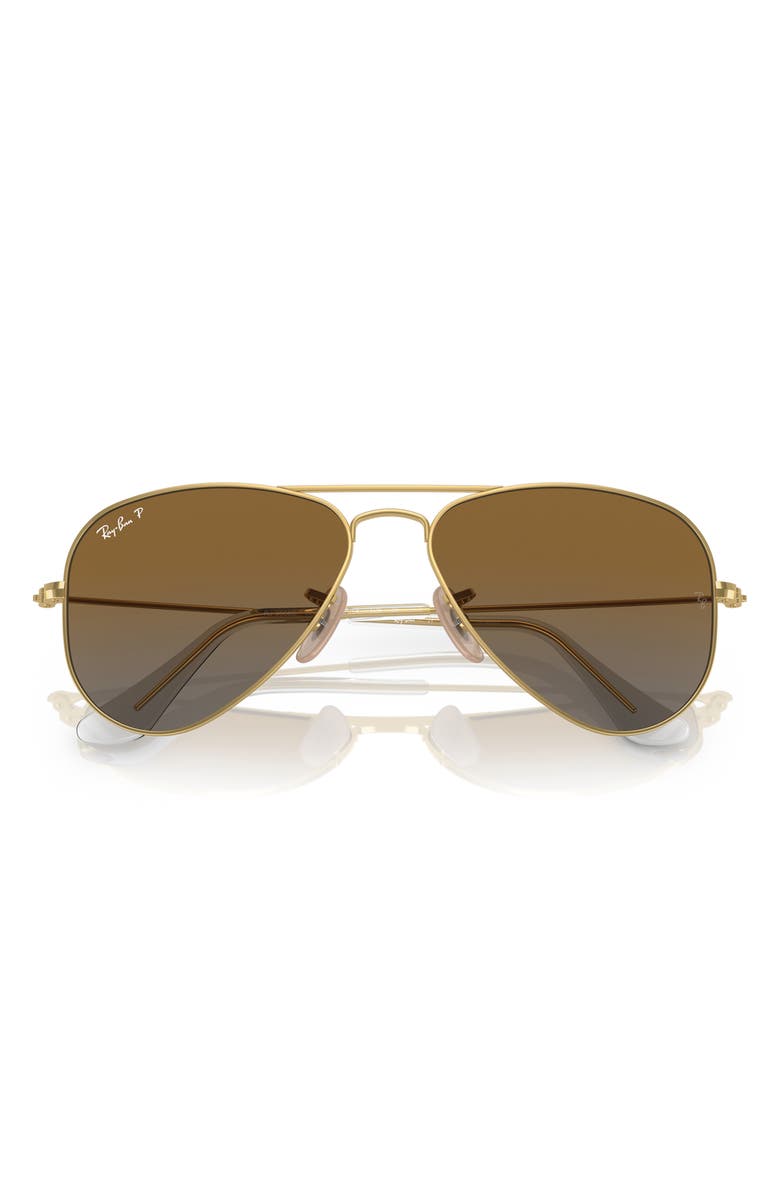 Ray-Ban KIds' Junior 50mm Polarized Gradient Aviator Sunglasses, Alternate, color, Gold Flash