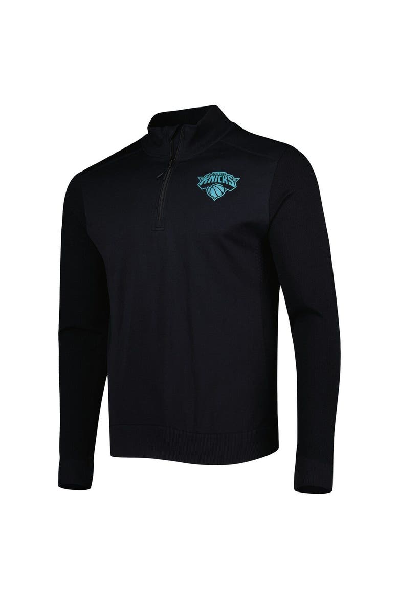 Men's Levelwear Black New York Knicks Nano Engineered Knit Fabric Quarter-Zip Jacket, Alternate, color, Black