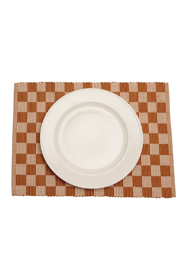 Handloomed Checkered Placemats - Set of 4, Alternate, color, Brown