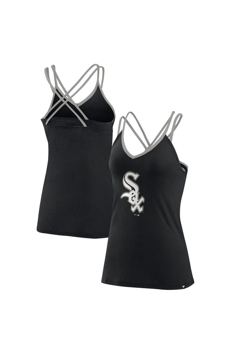 FANATICS Women's Fanatics Branded Black Chicago White Sox Barrel It Up Cross Back V-Neck Tank Top, Main, color, Black