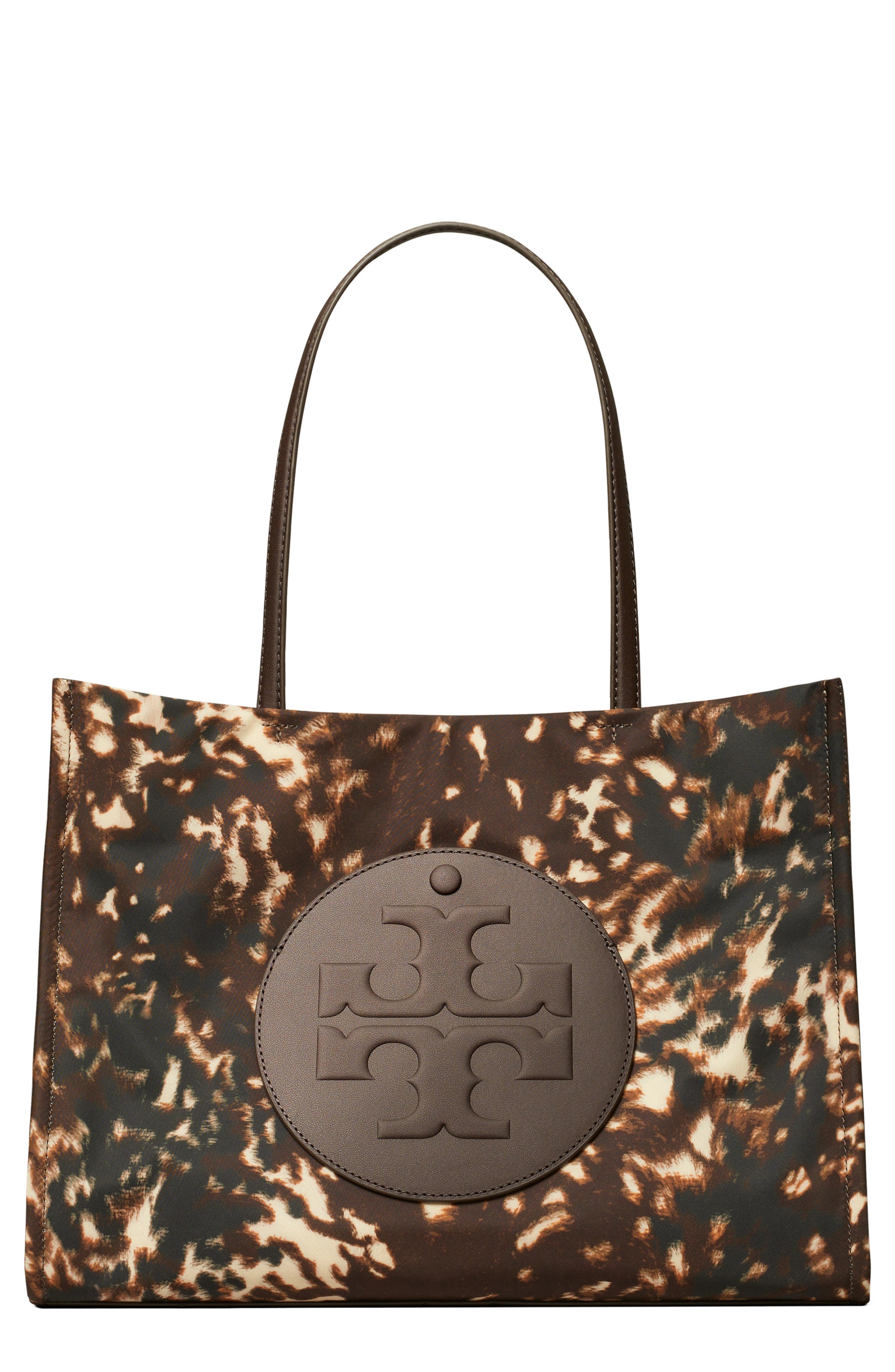 Tory Burch Small Ella Printed Tote, Main, color, Fall Fawn