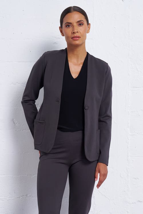 Franne Golde Perfect Ponte Collarless Fitted Stretch Blazer
