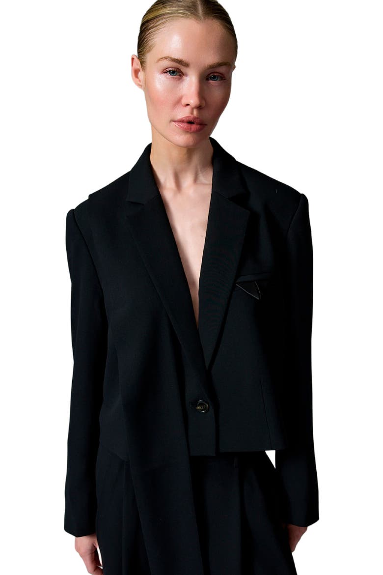 Edie Cropped Gabardine Blazer, Main, color, Black