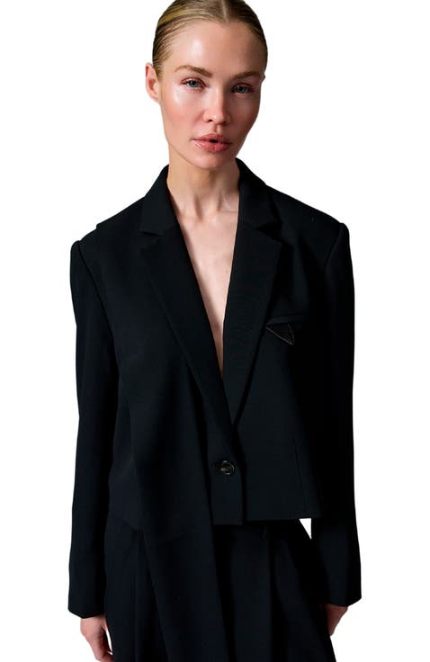 Edie Cropped Gabardine Blazer