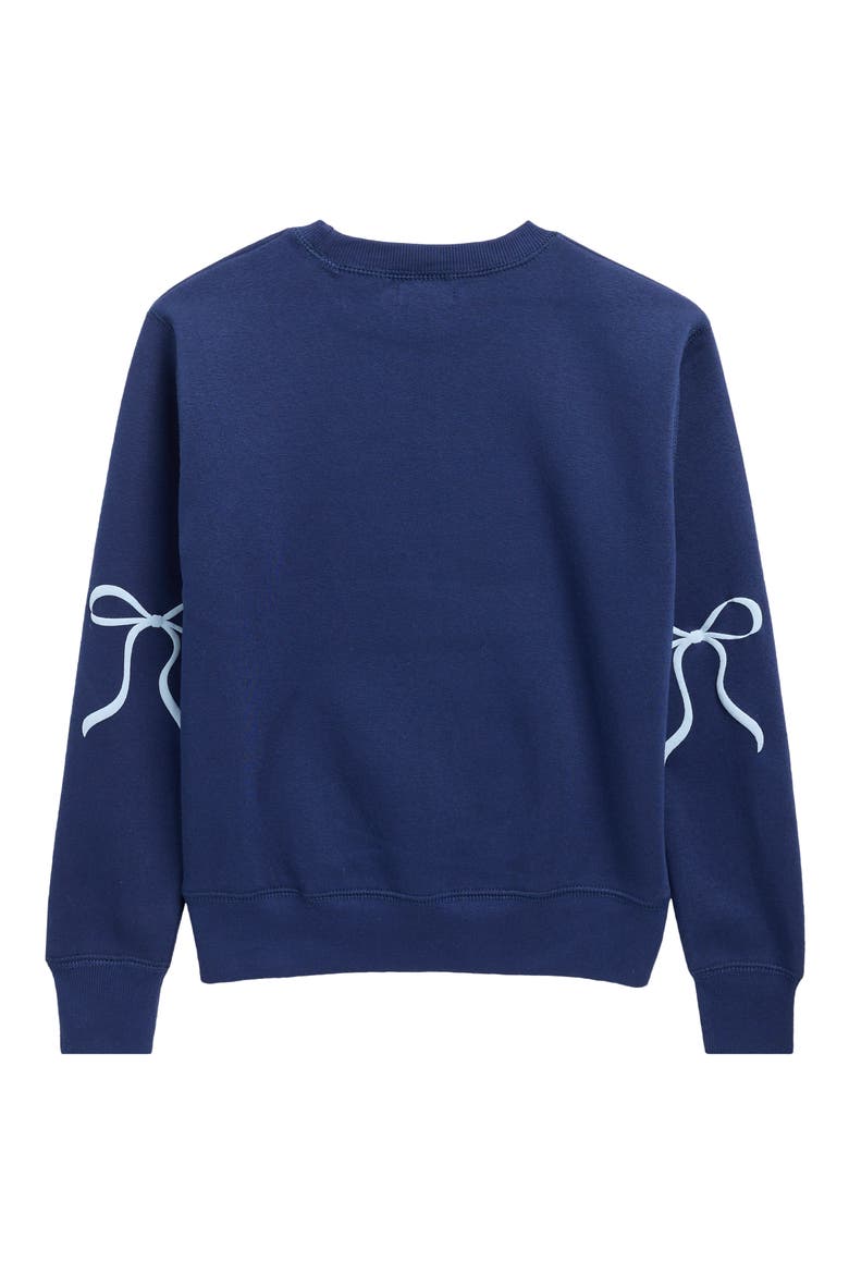 Kids' Bow Print Sweatshirt & Headband Set, Alternate, color, NAVY