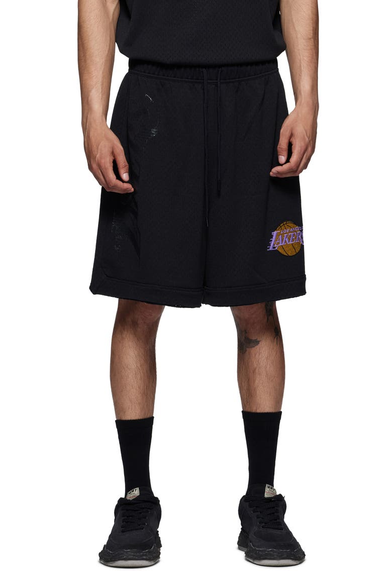 LA Lakers Mesh Shorts, Main, color, BLACK