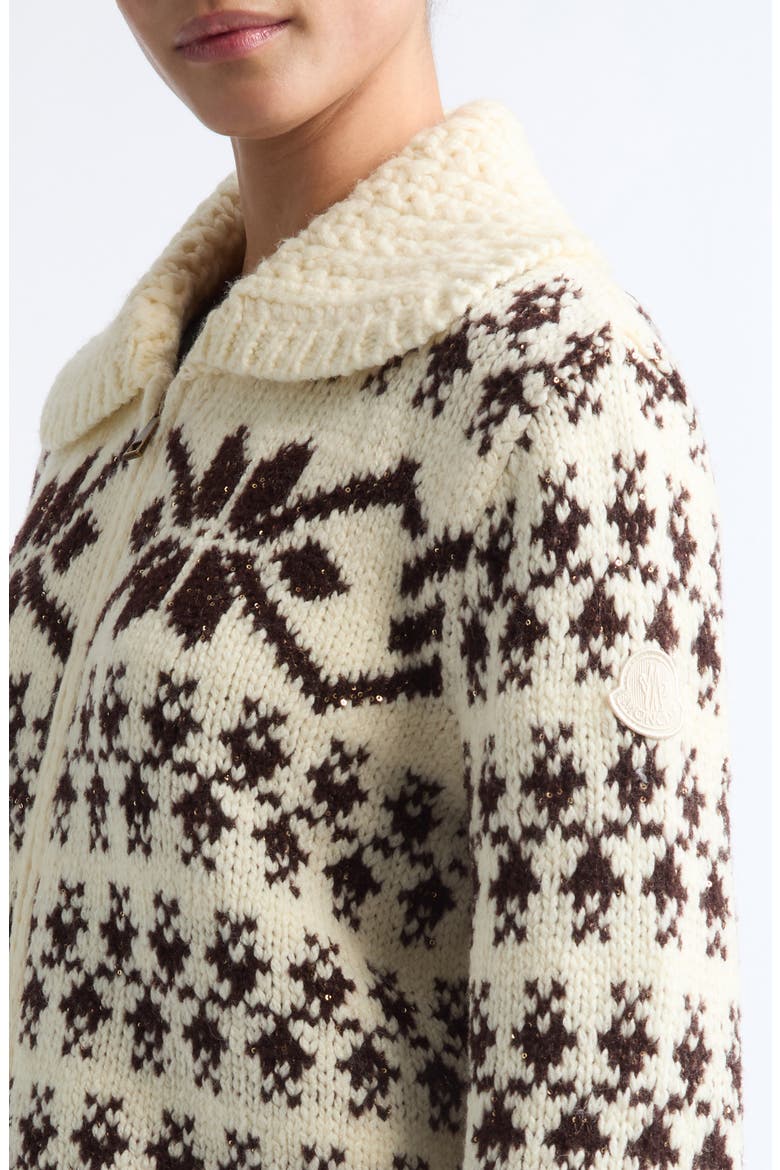 Fair Isle Wool Blend Zip Cardigan, Alternate, color, WHITE