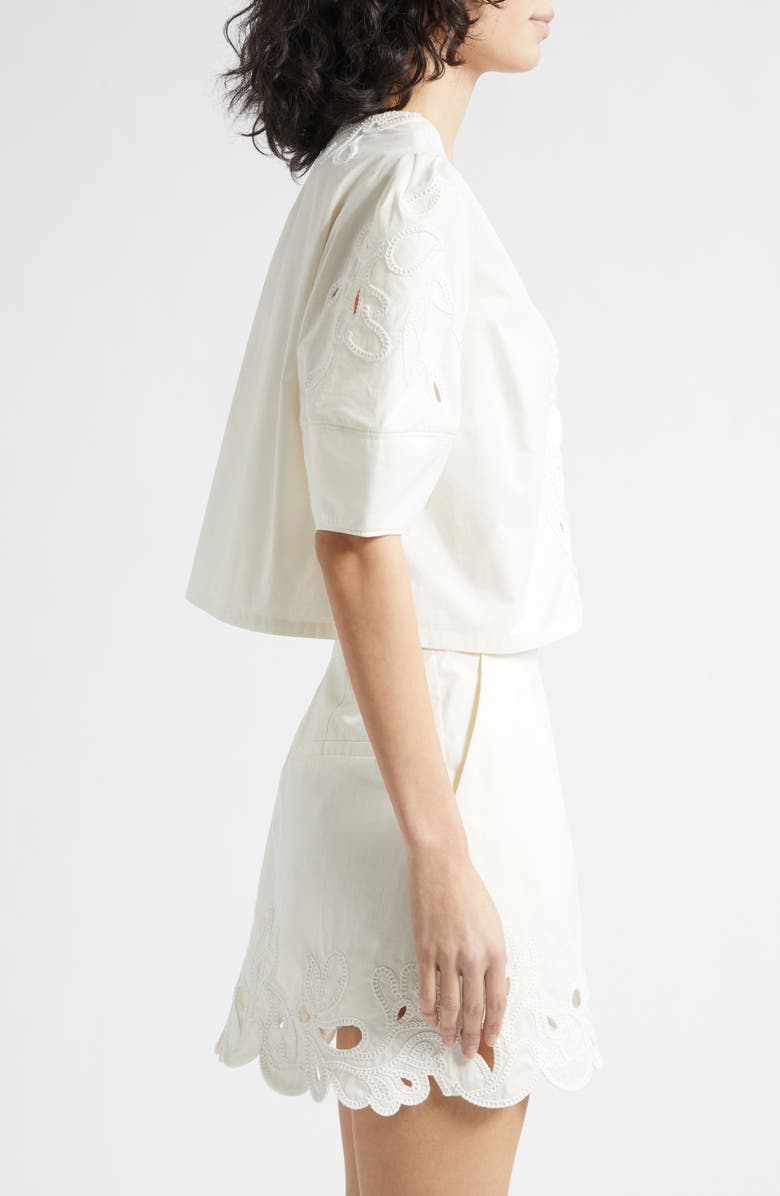 Cinq à Sept Paisley Bloom Embellished Bellara Top, Alternate, color, Cream/White