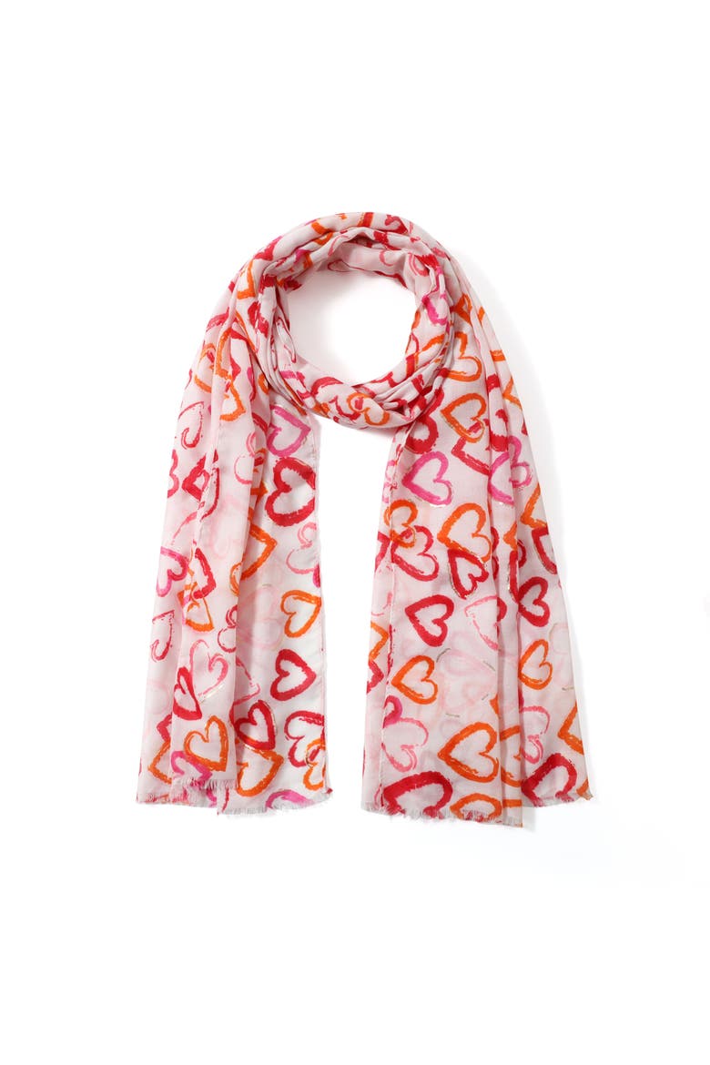 Gilded Hearts Lightweight Scarf, Alternate, color, Pink/Red