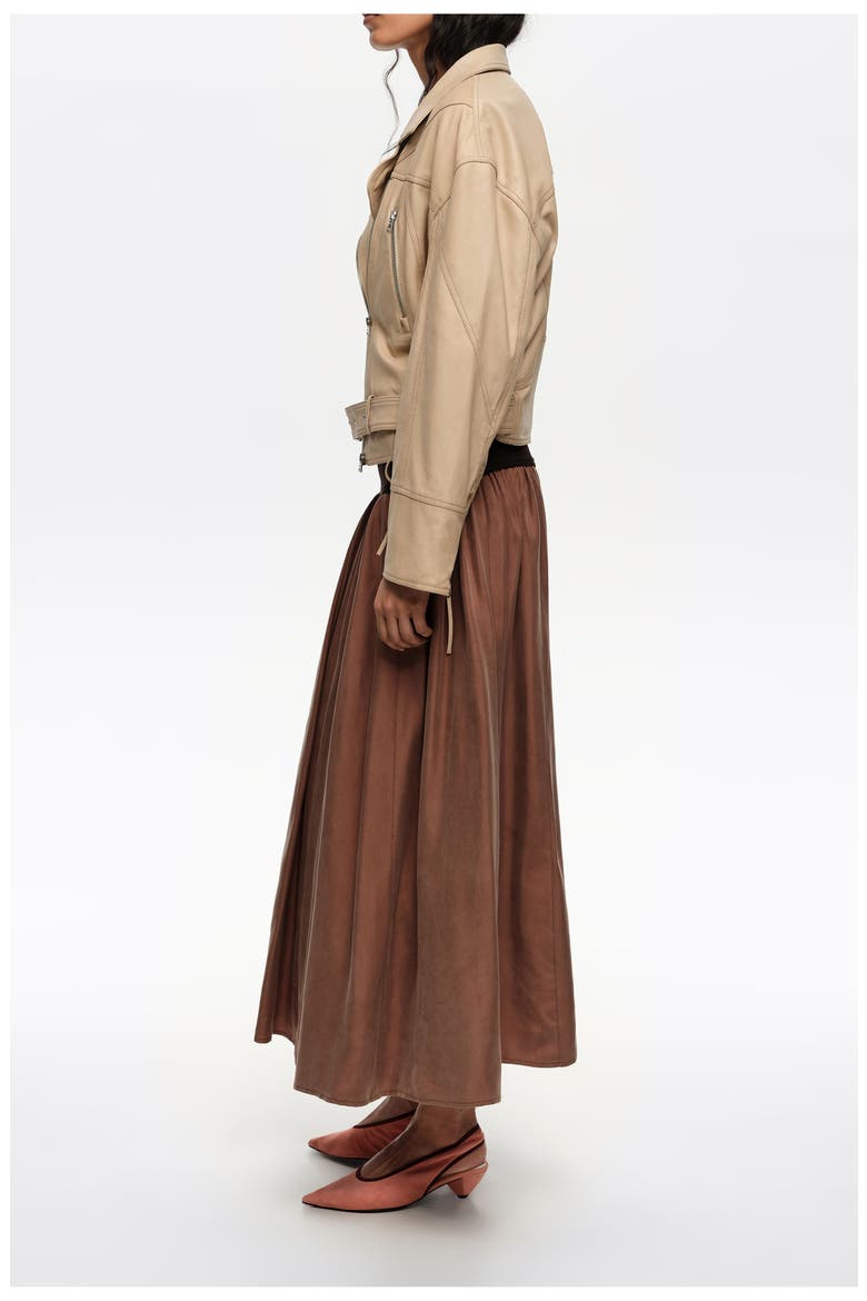 Cupro Flared Skirt, Alternate, color, WASHED BROWN