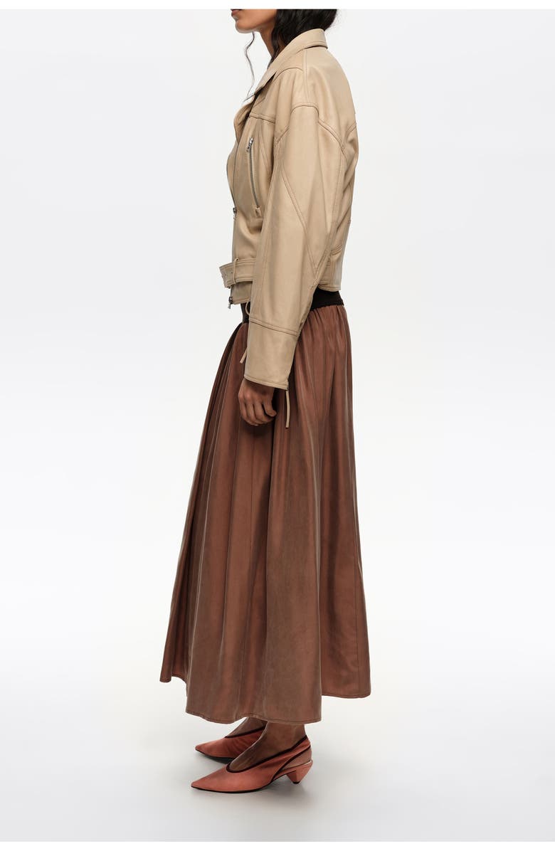 Bimba y Lola Cupro Flared Skirt, Alternate, color, Washed Brown