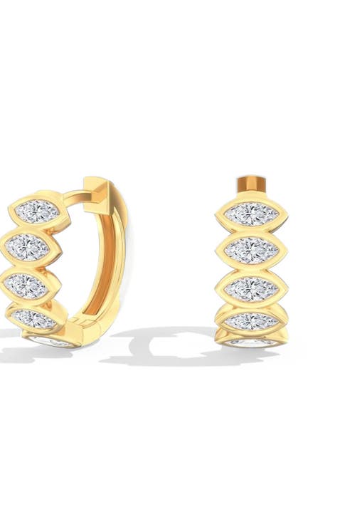 East West Marquise Bezel Lab Diamond Huggie in 14K Gold