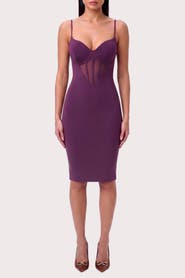 Popilush Shapewear Mesh Corset Panel Built-In Sculpting Midi Dress