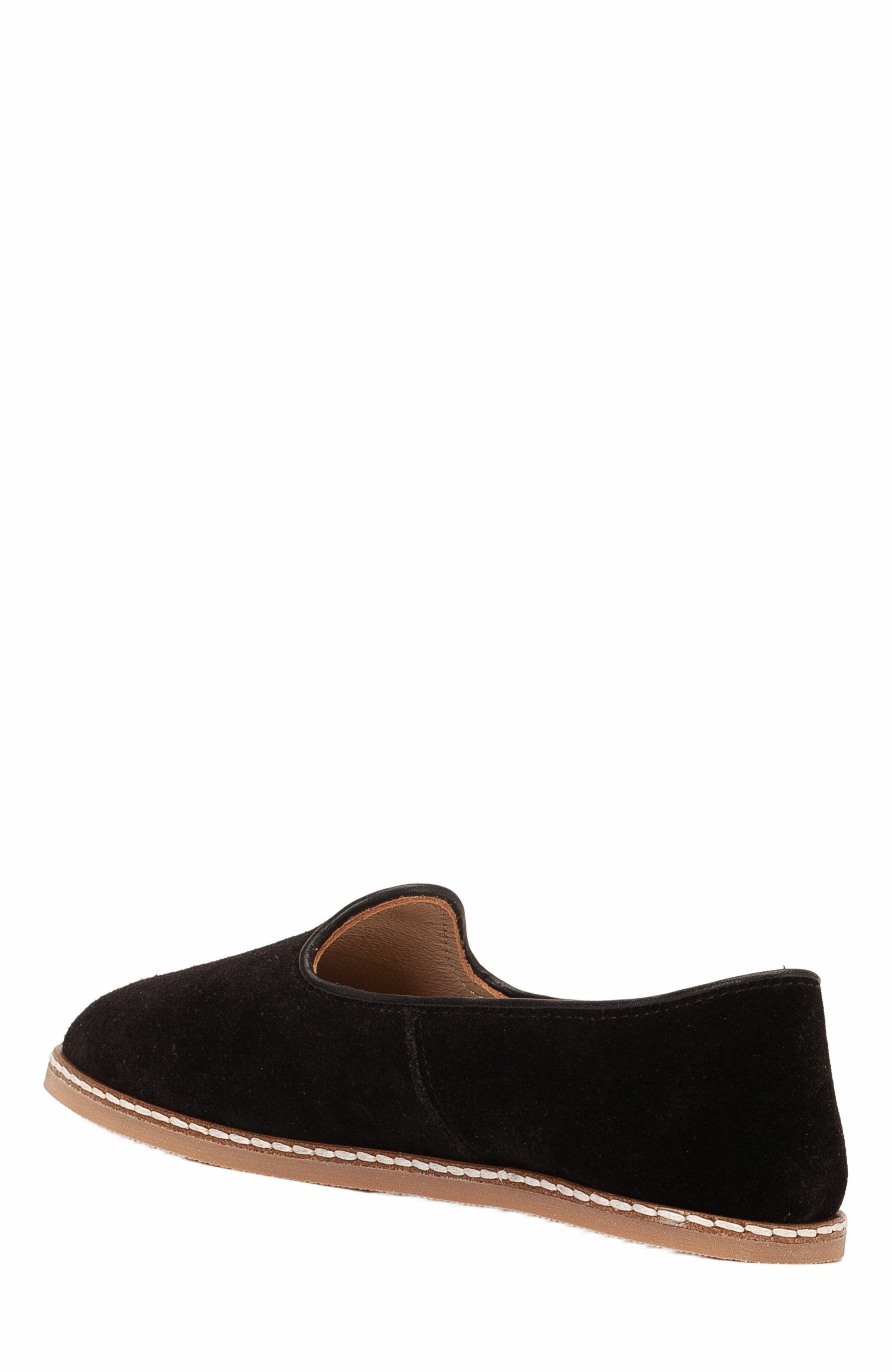 Epilogue Shoes Istanbul Suede Leather Slip On Flats, Alternate, color, Black Suede Leather