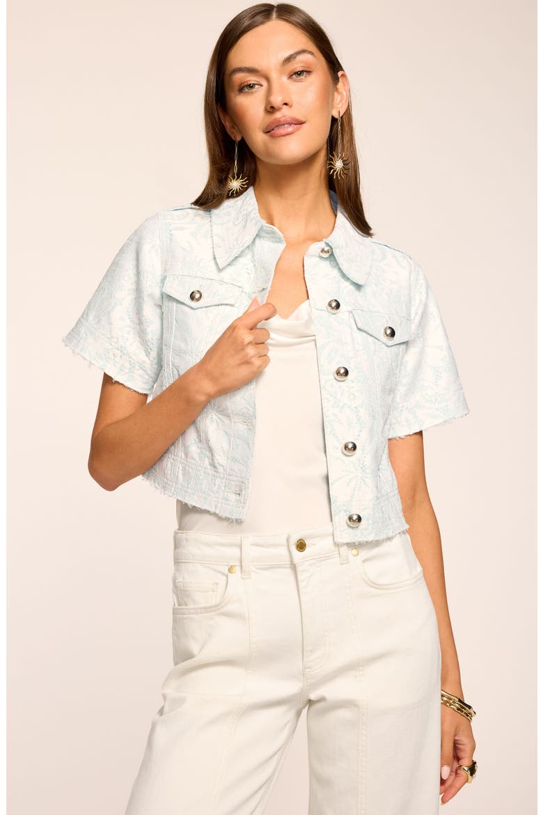 Winnie Short Sleeve Crop Jacket, Alternate, color, BLUE BREEZE LACE