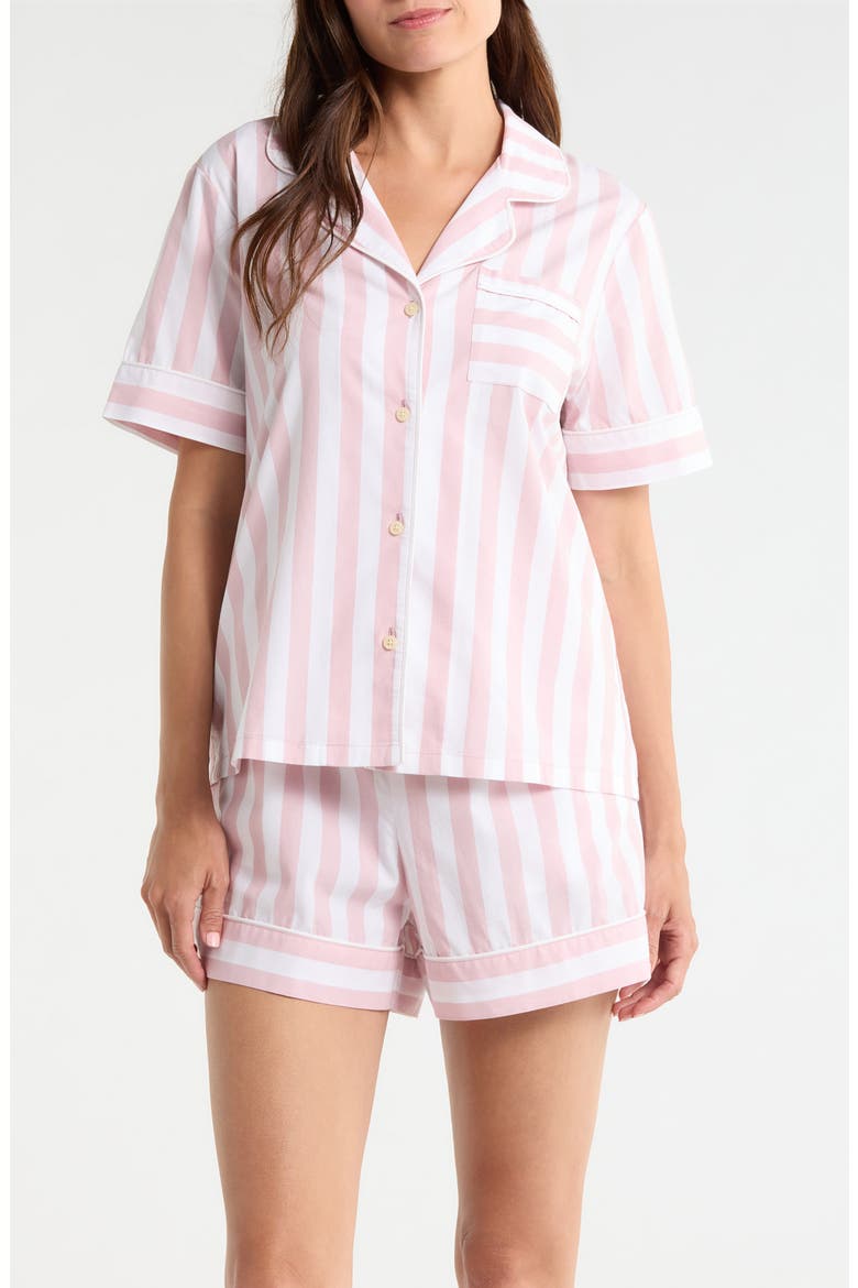 Classic Short Cotton Pajamas, Main, color, WHITE- PINK AWNING STRIPE