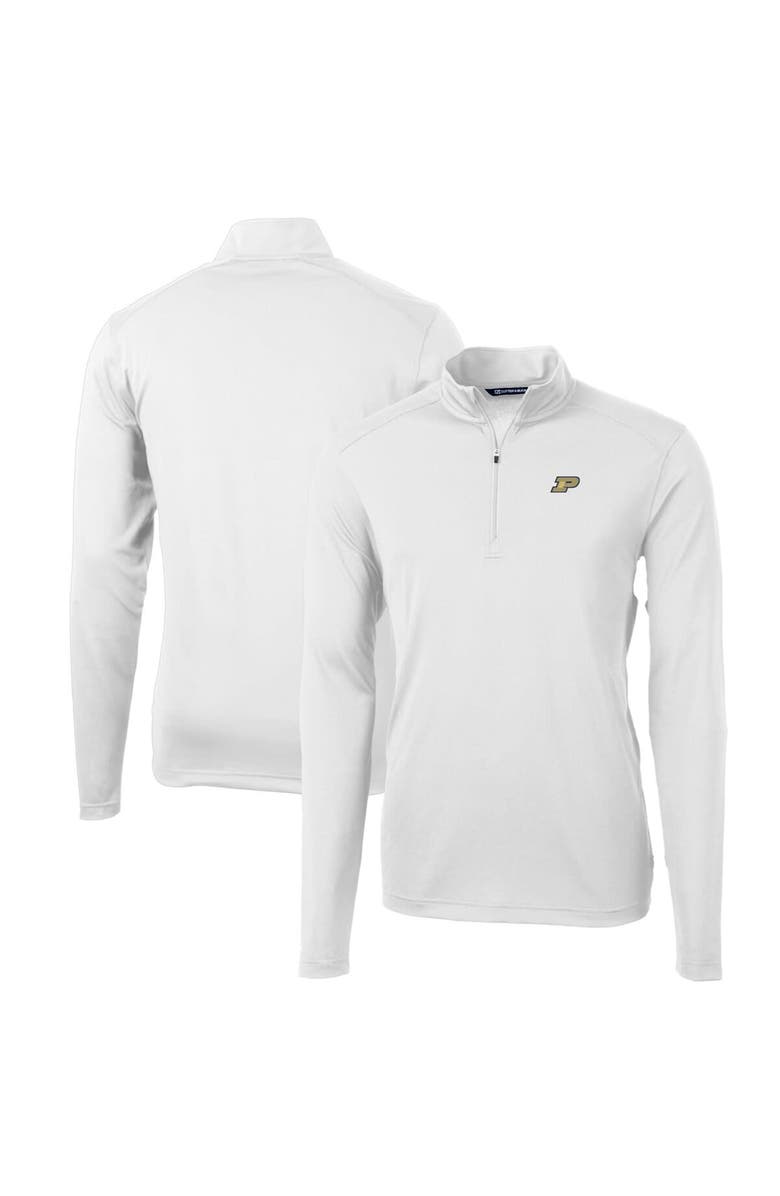 Cutter & Buck Men's Cutter & Buck White Purdue Boilermakers Big & Tall Virtue Eco Pique Recycled Quarter-Zip Pullover Top, Main, color, White