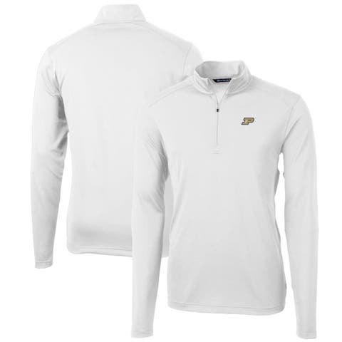 Men's Cutter & Buck White Purdue Boilermakers Big & Tall Virtue Eco Pique Recycled Quarter-Zip Pullover Top