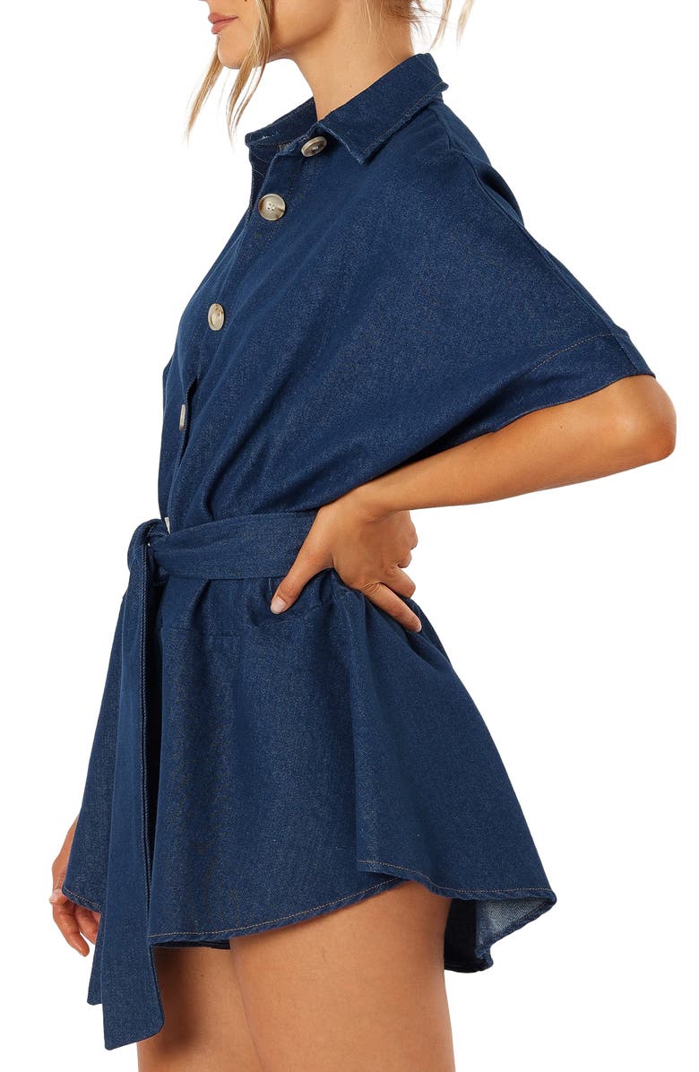 Petal & Pup Harriette Tie Waist Denim Romper, Alternate, color, 