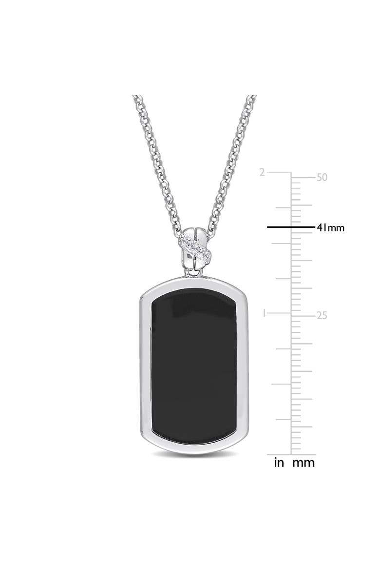 Black Diamond Accent Hexagon Enamel Necklace, Alternate, color, Diamond