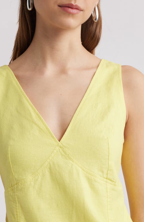Open Edit Sleeveless Linen Blend Minidress In Yellow Light