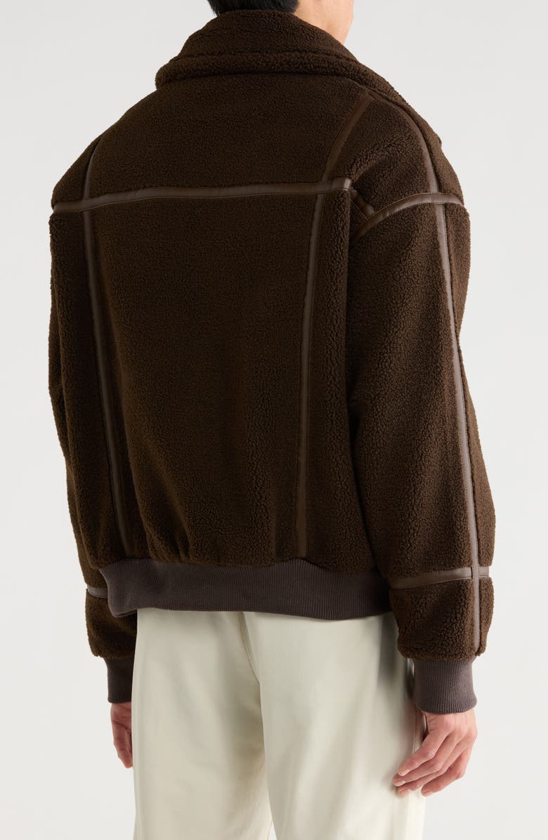 Noize Faux Leather Trim Bomber Jacket, Alternate, color, Brown