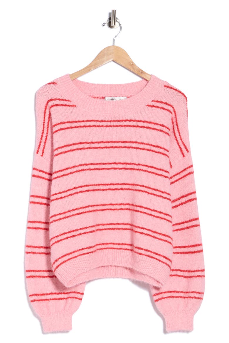 Striped Scoop Neck Sweater, Alternate, color, PINK COMBO