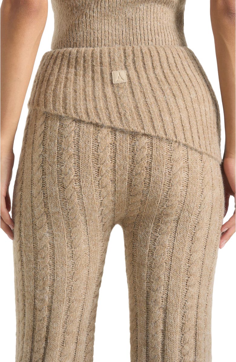 Manière De Voir Elvy Cable Knit Foldover Fit & Flare Bottoms, Alternate, color, Taupe