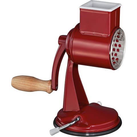 Classic Drum Grater with Suction Base, 2 Grating Drums, Pestle, and Vegetable Cutter