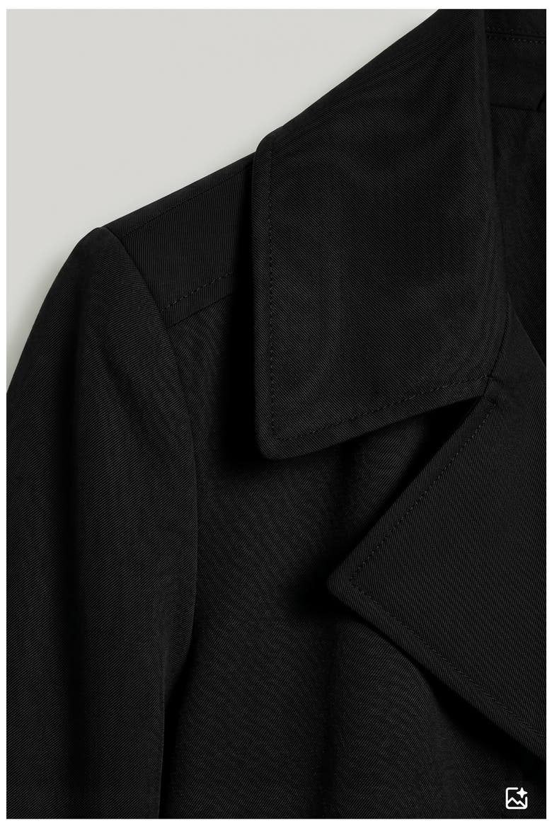 Evelin Tie Waist Water Repellent Coat, Alternate, color, BLACK