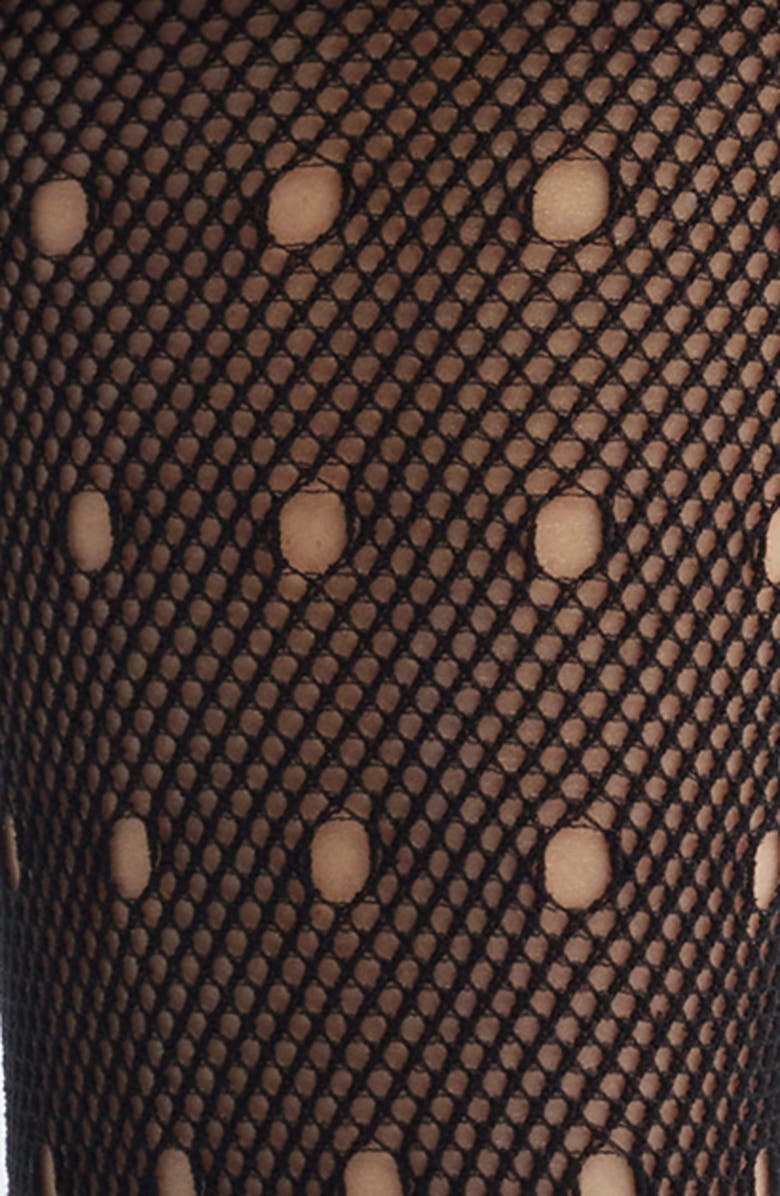 HIGH HEEL JUNGLE Mimi Satin Ruffle Lace Crew Socks, Alternate, color, Black